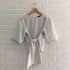 Zara tie front dolman sleeved top